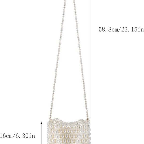 Women Pearl Clutch Bag Crossbody Handbag Purse Beaded Evening Bag Shoulder Weddi - Picture 2 of 7
